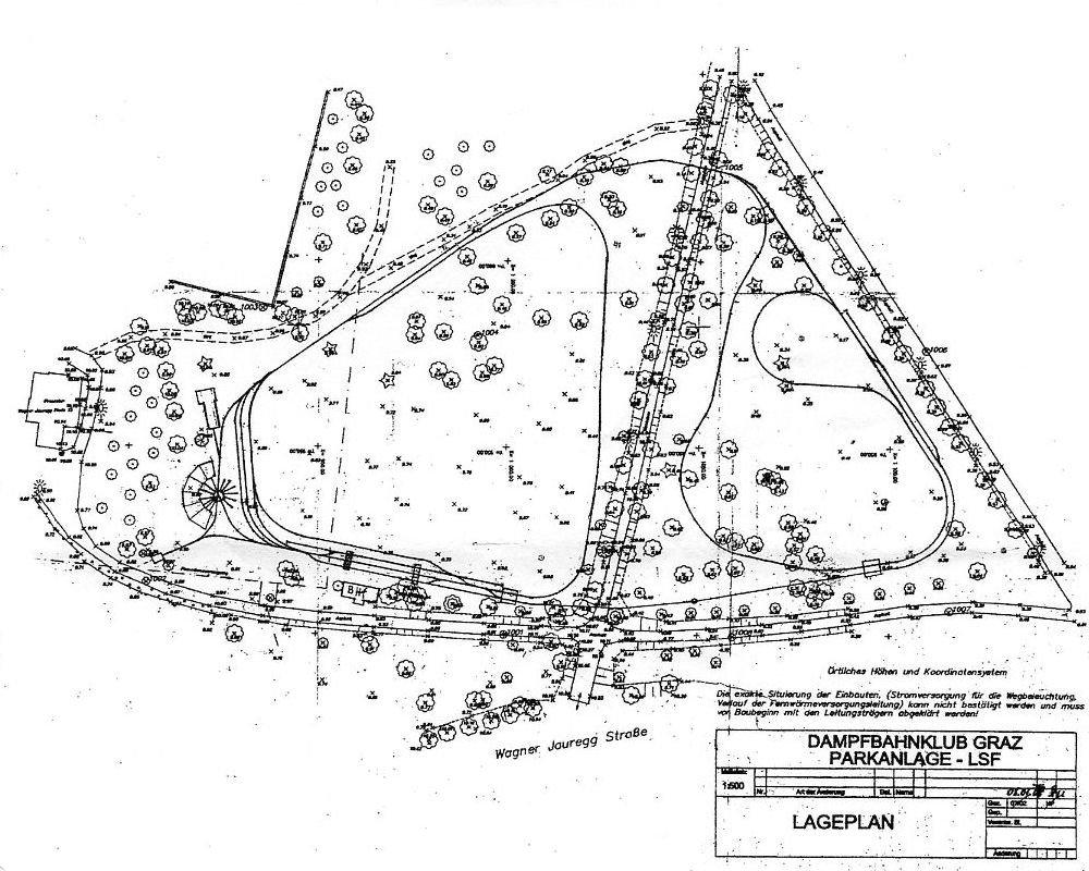 Lageplan der Gleisanlage des DBC Graz